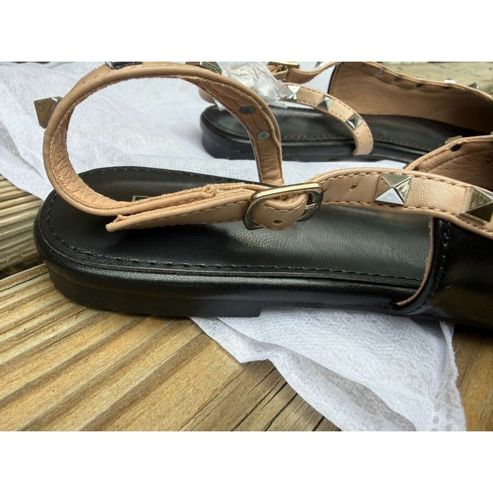 NEW Berness Odina Studded Slingback Flats Womens 7.5 Black Nude Pointed Toe Indi - Picture 7 of 11
